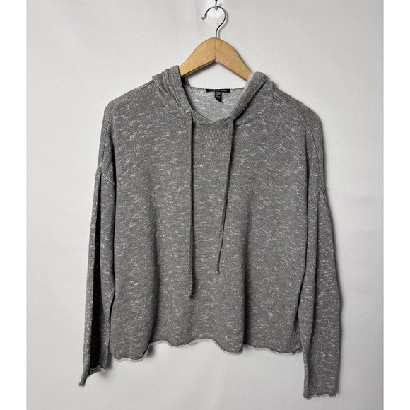 Eileen Fisher Sweaters - Eileen Fisher Sweater Womens Petite Small Gray Linen Cotton Hooded Pullover Knit